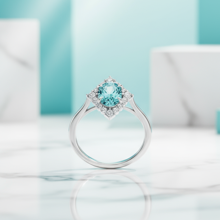 2.0 Ct Oval Cut Aquamarine With Princess Accents Engagement Ring-Evani Jewelry