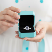 Oval Halo Lab Alexandrite Engagement Ring-Evani Jewelry