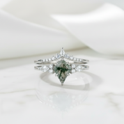 Token of Forever- Kite Cut Moss Agate & Alexandrite Ring