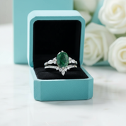 Woven Love- Kite Cut Natural Unique Moss Agate Ring in White Gold