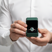 Ethereal Bond- Oval Halo Natural Moss Agate & Lab Alexandrite Engagement Ring