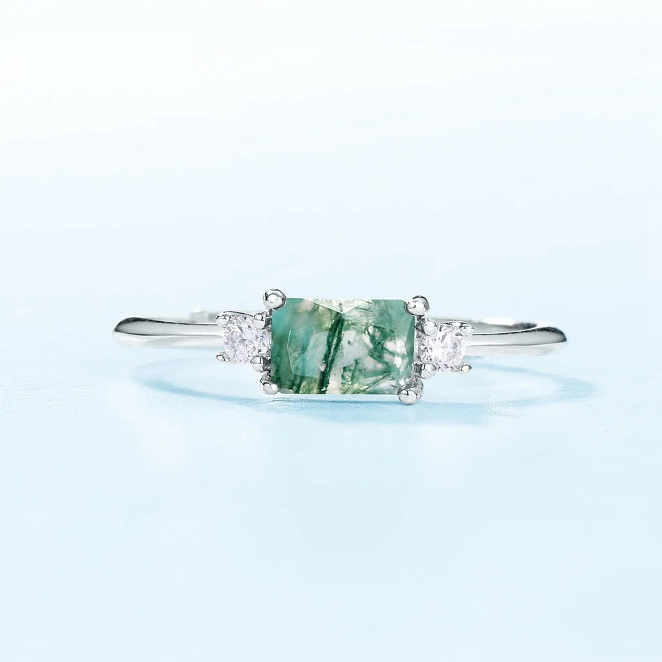 Gleam of a Promise- Geometric Natural Stone Moss Agate-Evani Jewelry