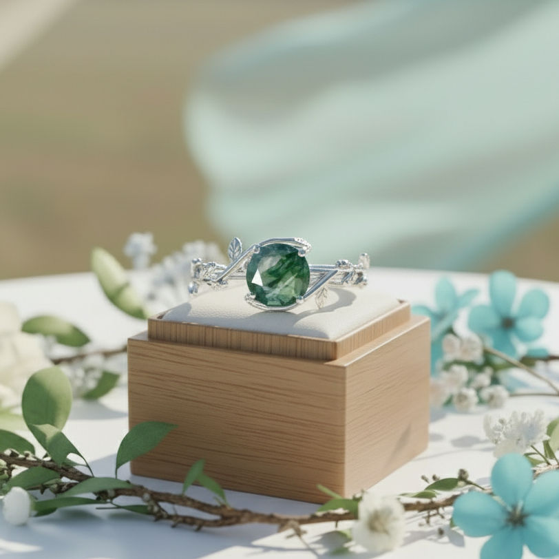 Silver_ring_with_a_green_gemstone_on_a_light_blue_background_evani_naomi_1.png