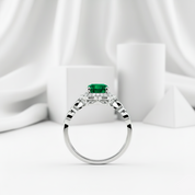 2 ct Vintage Halo Round Cut Emerald Engagement Ring-Evani Jewelry