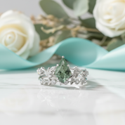 Mossy Realm of Us- Kite Cut Moss Agate & Alexandrite Ring