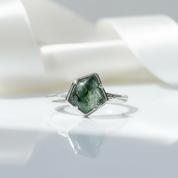 Where Our Souls Sprout- Unique Natural Gemstone Moss Agate Ring
