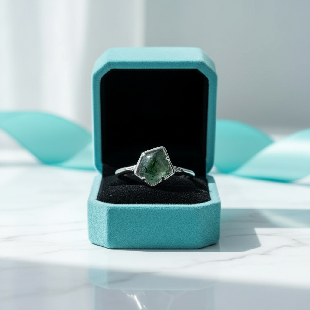 Where Our Souls Sprout- Unique Natural Gemstone Moss Agate Ring - Evani Naomi Jewelry