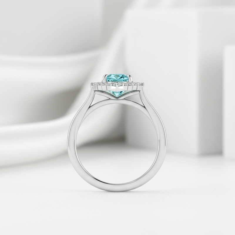 2.0 Ct Oval Cut Aquamarine With Princess Accents Engagement Ring-Evani Jewelry