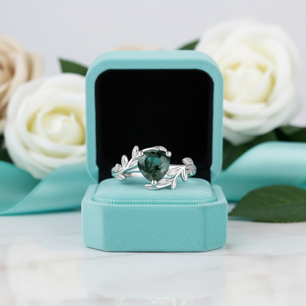 Timeless Romance- Olive Branch Unique Moss Agate - Evani Naomi Jewelry