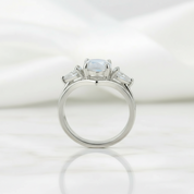 Hexagon Cut Natural Moonstone Birthstone Ring Set-Evani Jewelry