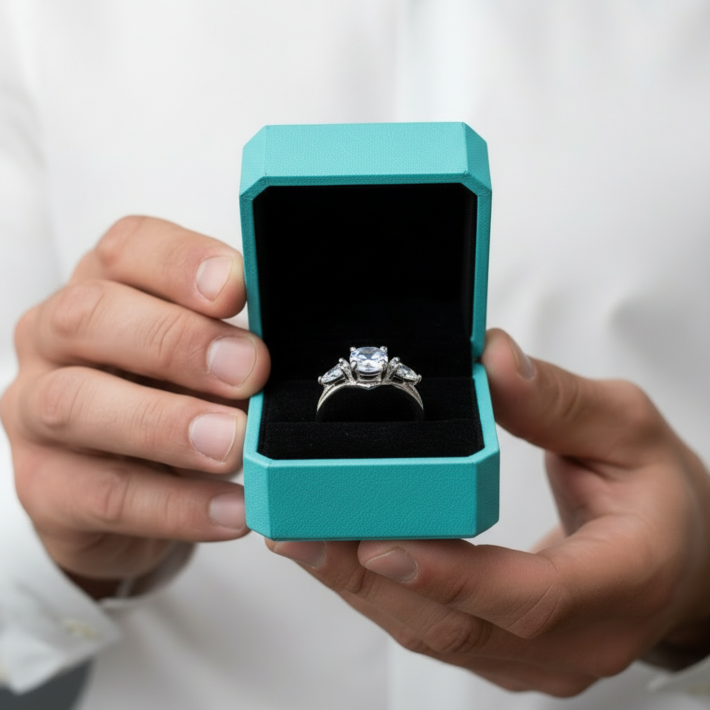 Hexagon Cut Natural Moonstone Birthstone Ring Set-Evani Jewelry