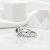 2.0 ct Round Cut Amethyst Three Stone Twisted Engagement Ring-Evani Jewelry