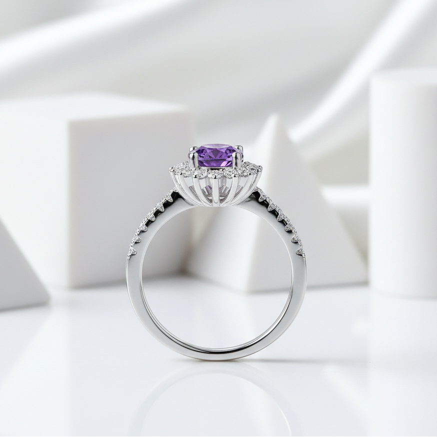 Brilliant 3.00 ct Amethyst Sunflower Shaped Engagement Ring-Evani Jewelry