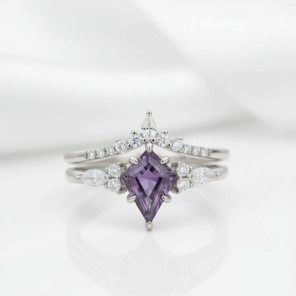 Kite Cut Alexandrite Birthstone Engagement Ring-Evani Jewelry