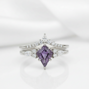 Kite Cut Alexandrite Birthstone Engagement Ring-Evani Jewelry