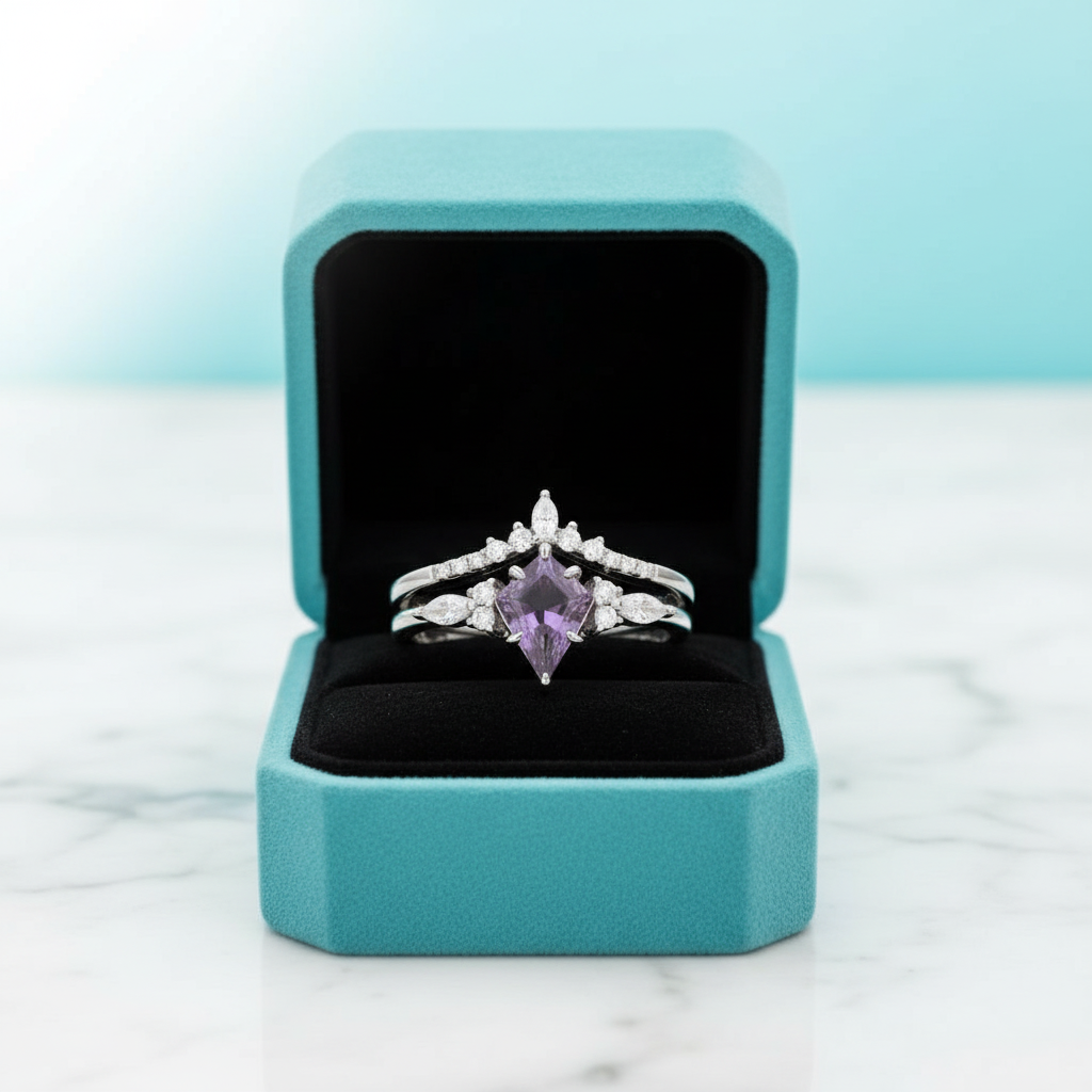 Kite Cut Alexandrite Birthstone Engagement Ring-Evani Jewelry