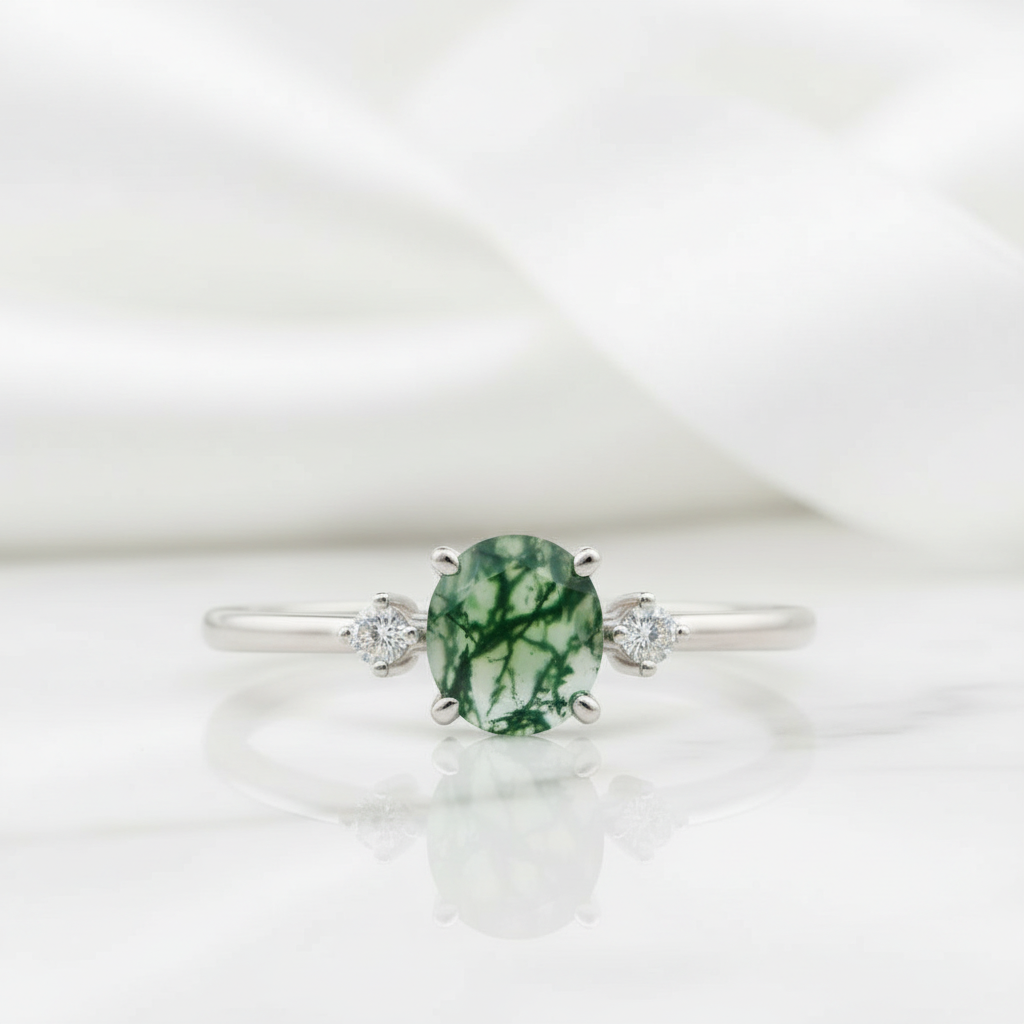 Quiet Miracle of Us- Moss Agate & Alexandrite Ring