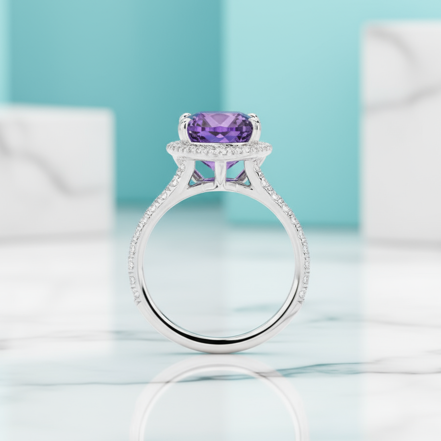 1.90 Ct Trillion Cut Amethyst Engagement Ring-Evani Jewelry