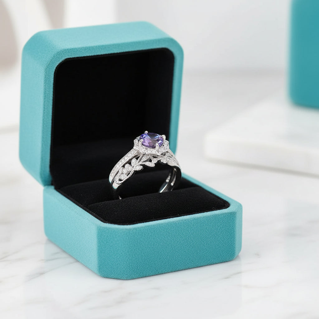 Round Cut Alexandrite Birthstone Ring-Evani Jewelry