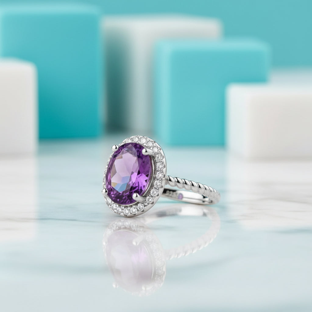 Love as Old as the Hills- Oval Shape Moss Agate Gemstone Halo Engagement Rings-Evani Jewelry