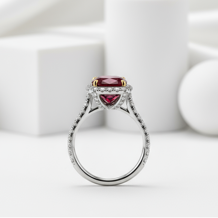 3.50 Ct Ruby Pear Cut Engagement Ring-Evani Jewelry
