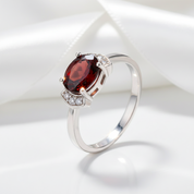 Oval Cut Lab Ruby Birthstone Vintage Engagement Rings-Evani Jewelry
