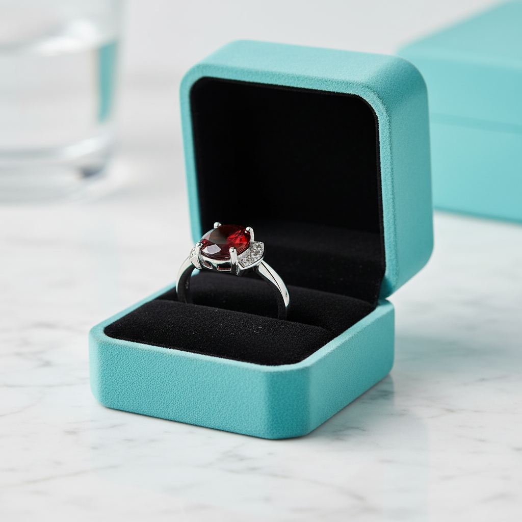 Oval Cut Lab Ruby Birthstone Vintage Engagement Rings-Evani Jewelry