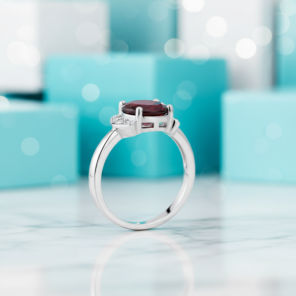 Oval Cut Lab Ruby Birthstone Vintage Engagement Rings-Evani Jewelry