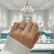 Round Aquamarine Eternity Love Wedding Band-Evani Jewelry