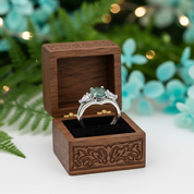 Alchemist's Promise- Hexagon Cut Natural Moss Agate Rings Set