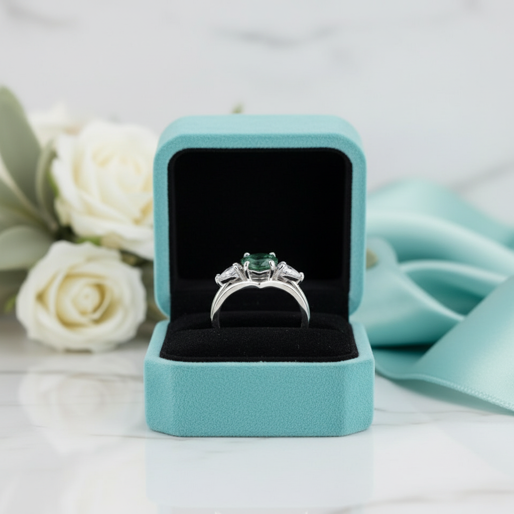 Alchemist's Promise- Hexagon Cut Natural Moss Agate Rings Set