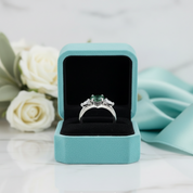 Alchemist's Promise- Hexagon Cut Natural Moss Agate Rings Set