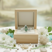 Glade of Shared Laughter- Kite Cut Natural Moss Agate Leaf Rings