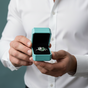 Dewdrop's Embrace- Hexagon Cut Moss Agate & Alexandrite Engagement Ring