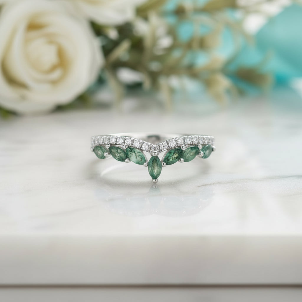 Moonlit Promise- Natural Moss Agate Rings-Evani Jewelry