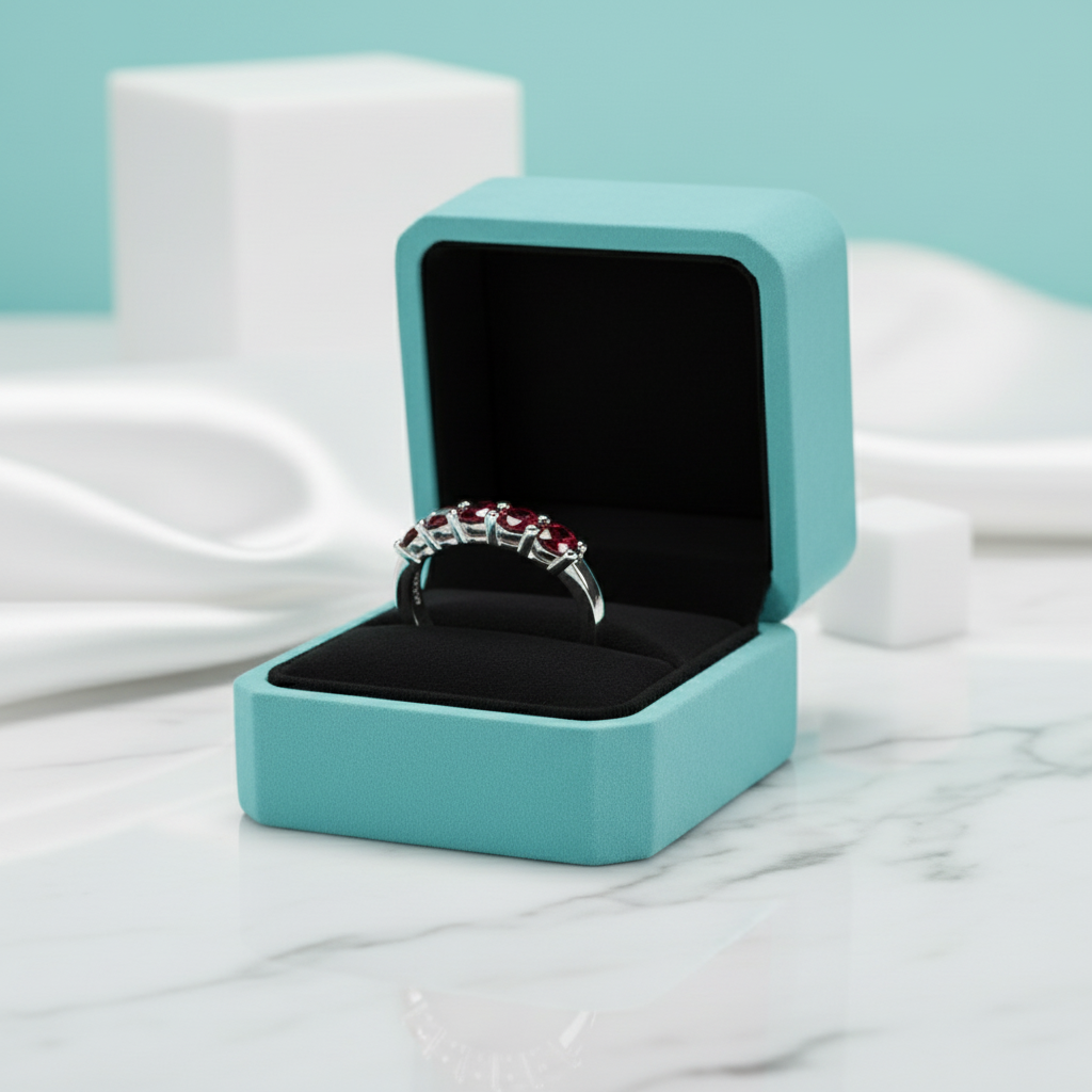 1.5 Cttw Round Cut Ruby Wedding Band-Evani Jewelry