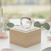 1.5 Cttw Round Diamond Garnet Wedding Band