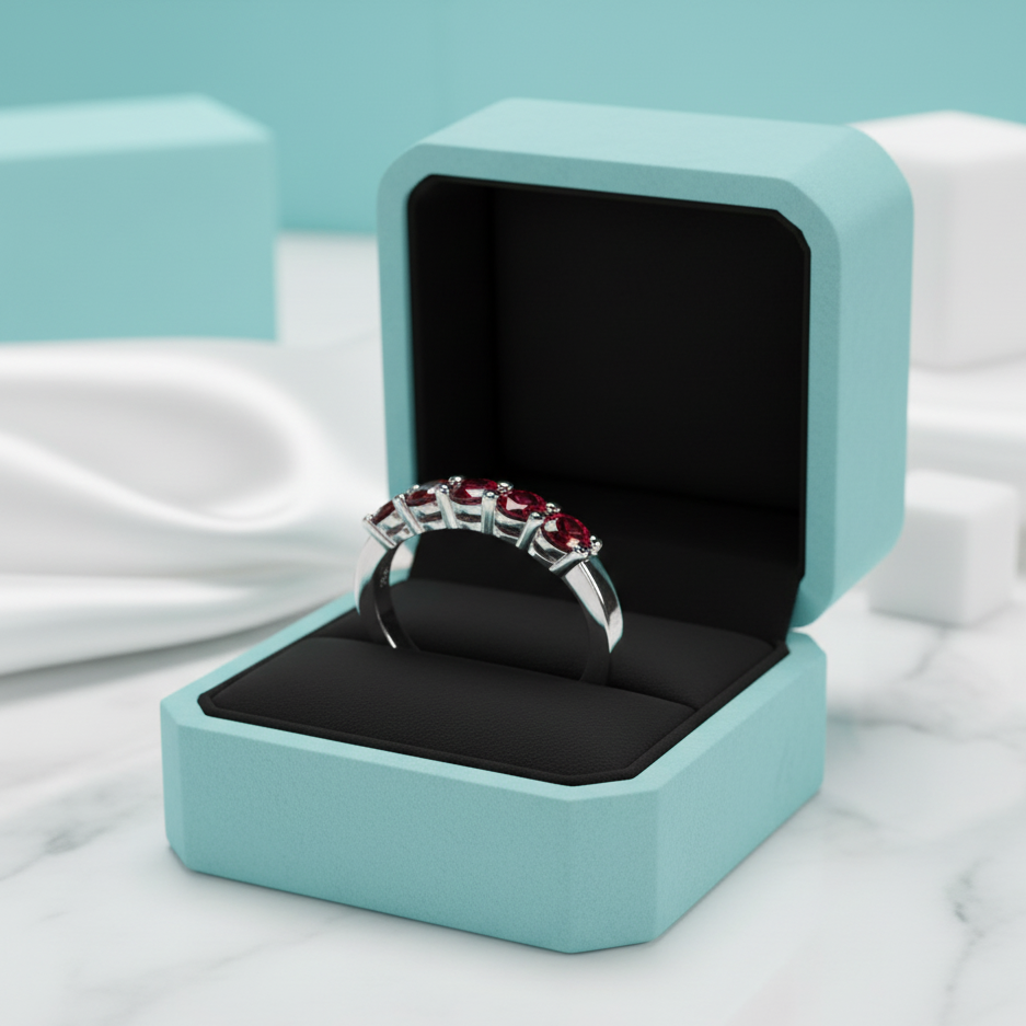 1.5 Ct. Round Cut Garnet Wedding Band-Evani Jewelry
