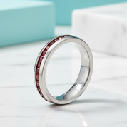 Elegant Titanium Ruby Birthstone Wedding Band-Evani Jewelry