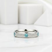 Round Aquamarine Eternity Love Wedding Band-Evani Jewelry