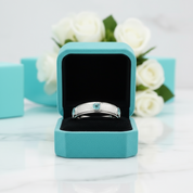 Round Aquamarine Eternity Love Wedding Band-Evani Jewelry