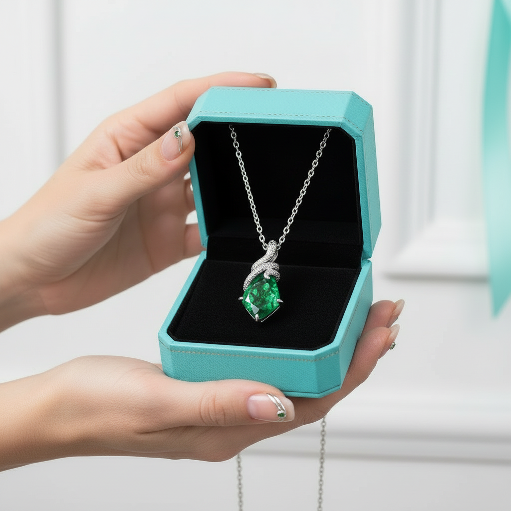 Evergreen Promise- Snake Natural Moss Agate Pendant Necklace