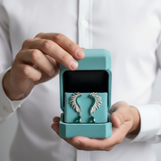 Wings of Forever- Angel Wings Feather Natural Moss Agate Earrings