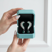 Wings of Forever- Angel Wings Feather Natural Moss Agate Earrings