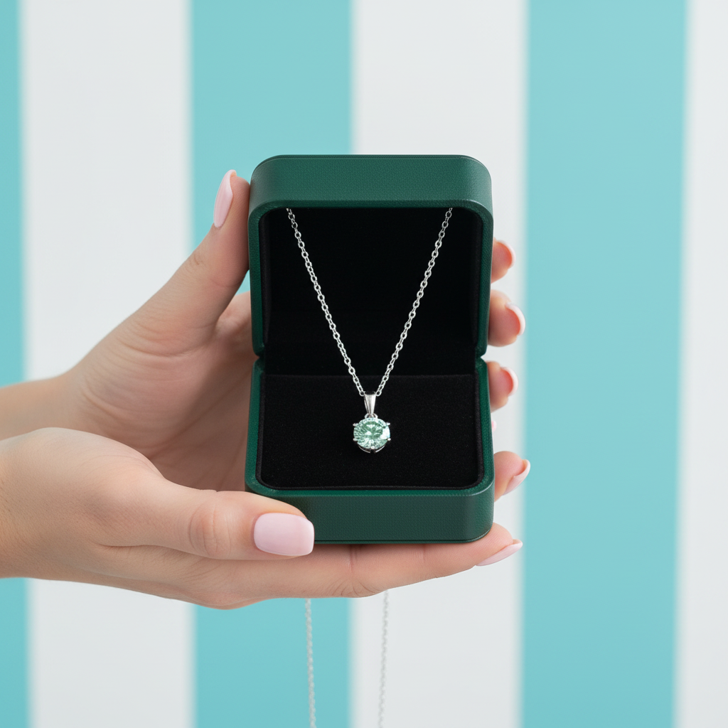 Simple 1.0 ct Green Diamond Option Solitaire Necklace