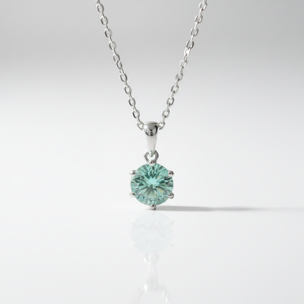 Simple 1.0 ct Green Diamond Option Solitaire Necklace