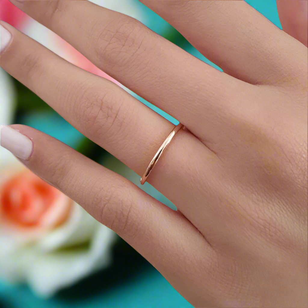 Simple 1.5mm Rose Gold Wedding Band-Evani Naomi Jewelry