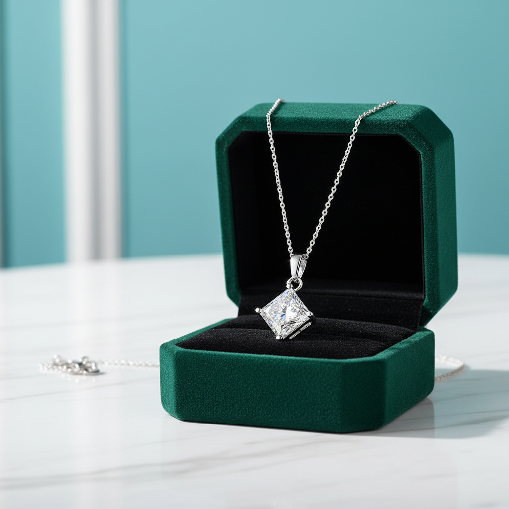 Simple 2.0 ct Princess-cut Diamond Option Necklace - Evani Naomi Jewelry