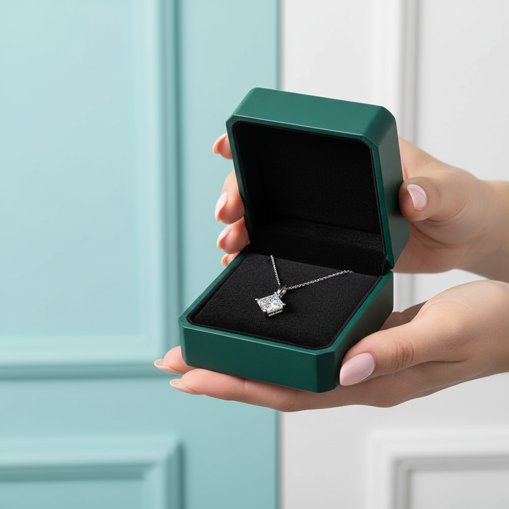 Simple 2.0 ct Princess-cut Diamond Option Necklace - Evani Naomi Jewelry