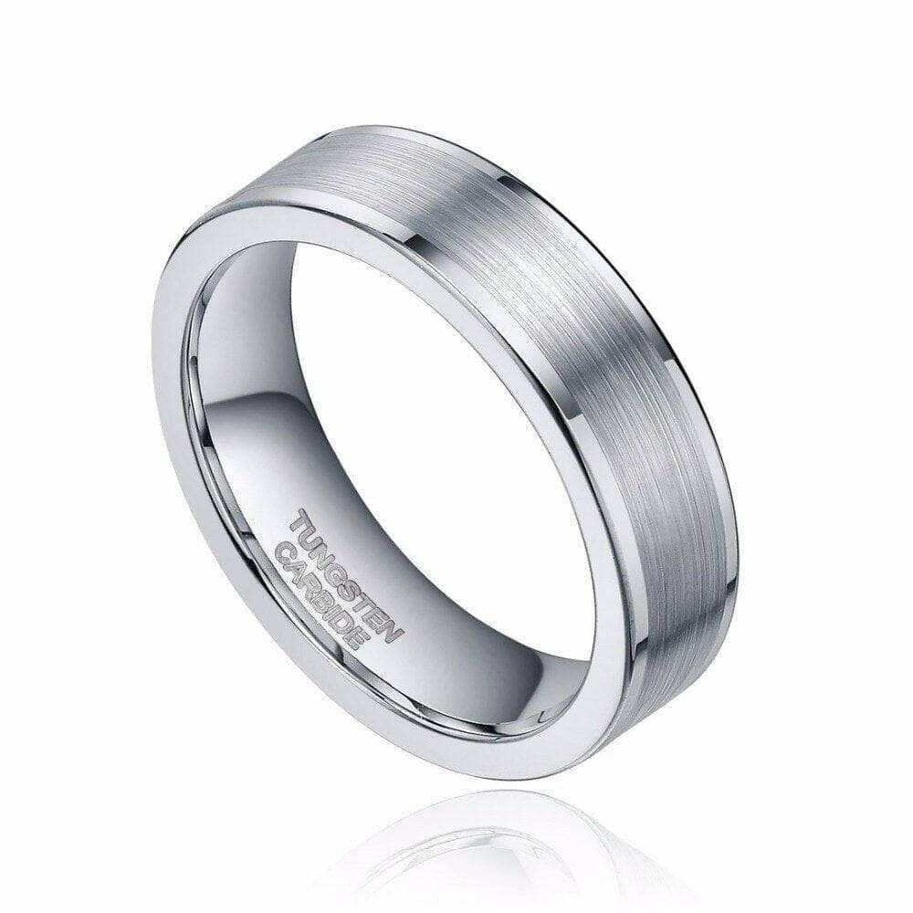 Simple Brushed Unisex Tungsten Wedding Band-Evani Jewelry